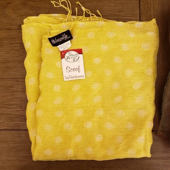 All Jazzed Up Polka Dot Lime Scarf, 24" x 66" - Picture 3 of 7